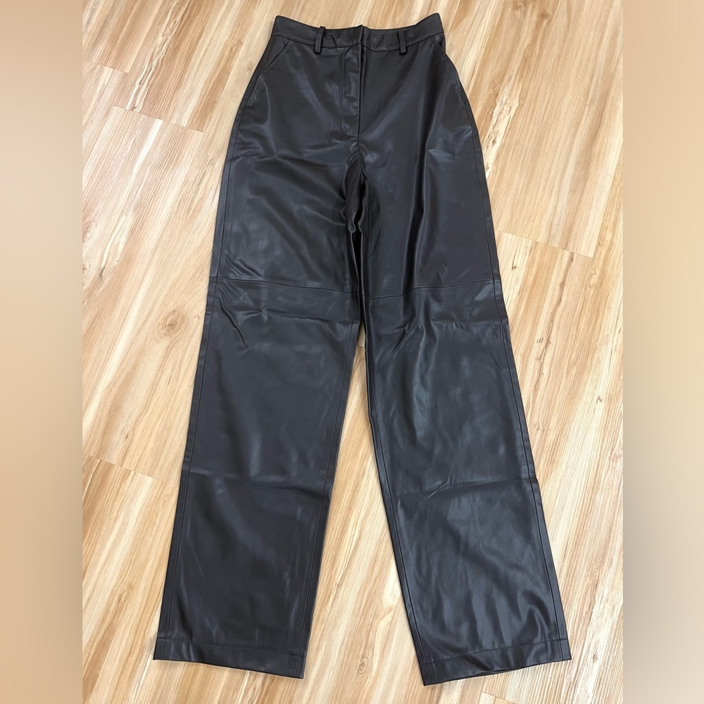 Zara dark brown high-rise faux leather pants